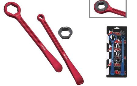 Accel Set of tire spoons (23+24cm) alu7075 forged with keys 10 13 22 27 32mm color red red